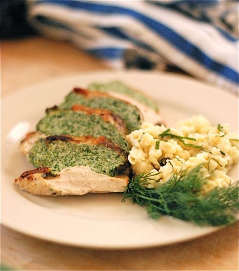 Local Organic Spinach Stuffed Chicken & Herbed Spaetzle