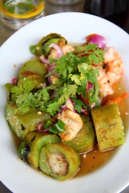 Smoked Eggplant Salad with Shrimp in Thailand via The Naptime Chef