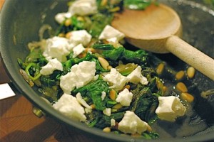 Spinach with Feta & Pine Nuts via The Naptime Chef