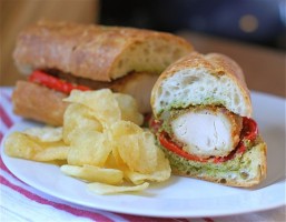 Chicken Cutlet Baguette with Gremolata and Roasted Red Pepper via The Naptime Chef