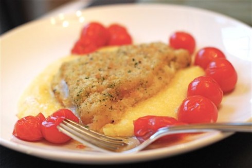 Herbed Cod with Polenta and Tomatoes