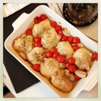 Roast Chicken Thighs with Tomatoes & Shallots