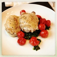 Roast Chicken Thighs with Tomatoes & Shallots