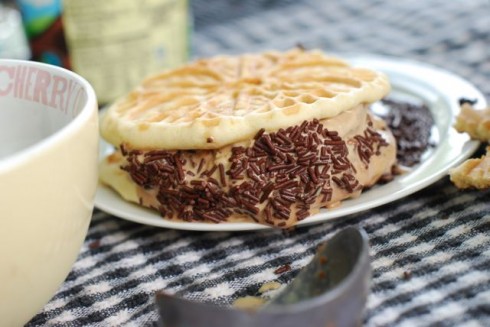 Pizzelle Ice Cream Sandwich