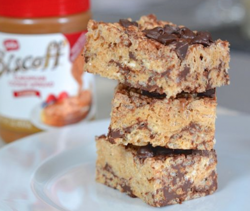 Biscoff Chocolate Chip Rice Krispie Treats