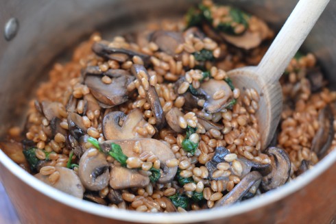 Mushroom Spinach Wheatberry Salad