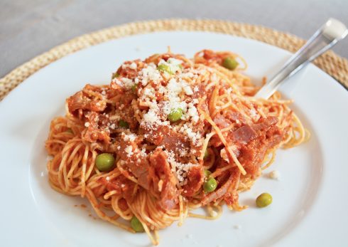 Angel Hair with Peas & Pancetta