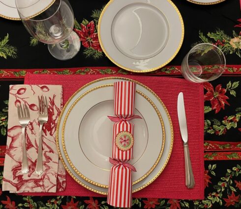 This is the dining room table ready for Christmas dinner